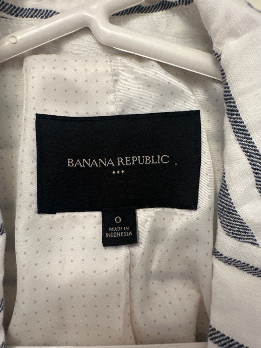 Banana Republic White & Navy Striped Linen Blend Blazer Size 0 Nautical - Picture 2 of 8